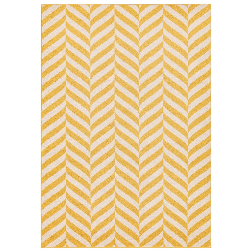 Muse MU08 Geometric Chevron Woven Rugs in Yellow